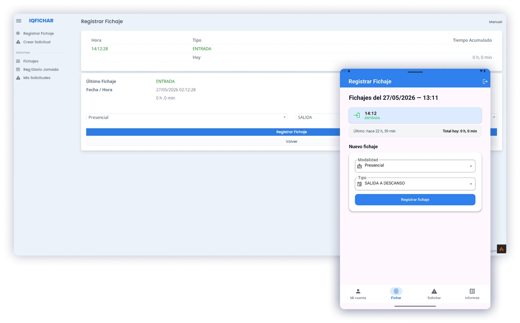 Plataforma para gestionar el control horario