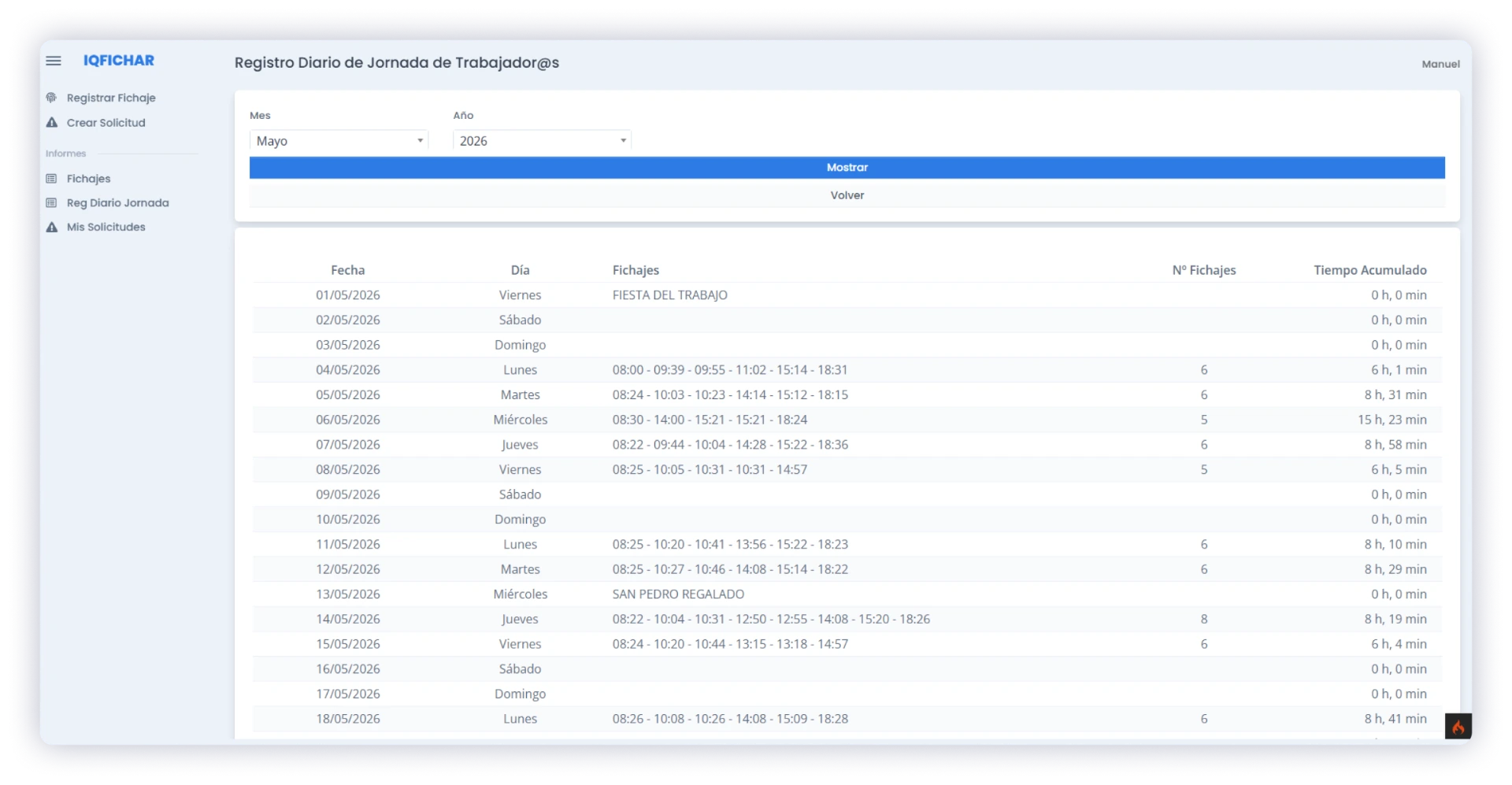 Software de fichaje y control horario
